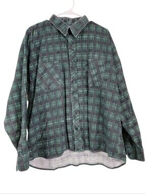 Men's Green Plaid Casual Button-Down Shirt